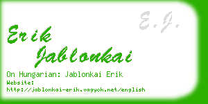 erik jablonkai business card